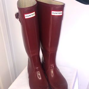 Hunter Rain Boots Original Tall Gloss In Merlot